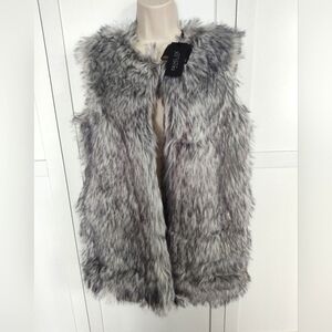 Rachel Zoe Faux Fur Hip Long Vest New! Luxury Designer Sz Lg